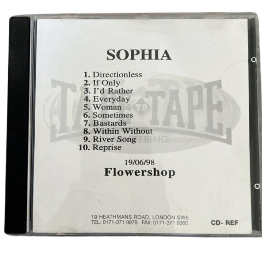 Sophia The Infinite Circle Promo CD Flowershop Tape to Tape Mastering 1998 VG